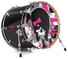 Decal Skin works with most 24" Bass Kick Drum Heads Scene Kid Girl Skull - DRUM HEAD NOT INCLUDED