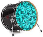 Decal Skin works with most 24" Bass Kick Drum Heads Skull Patch Pattern Blue - DRUM HEAD NOT INCLUDED