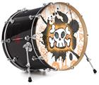Decal Skin works with most 24" Bass Kick Drum Heads Cartoon Skull Orange - DRUM HEAD NOT INCLUDED