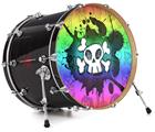 Decal Skin works with most 24" Bass Kick Drum Heads Cartoon Skull Rainbow - DRUM HEAD NOT INCLUDED