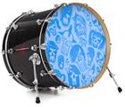 Decal Skin works with most 24" Bass Kick Drum Heads Skull Sketches Blue - DRUM HEAD NOT INCLUDED