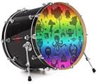 Decal Skin works with most 24" Bass Kick Drum Heads Cute Rainbow Monsters - DRUM HEAD NOT INCLUDED