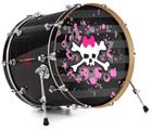 Decal Skin works with most 24" Bass Kick Drum Heads Pink Bow Skull - DRUM HEAD NOT INCLUDED