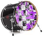 Decal Skin works with most 24" Bass Kick Drum Heads Purple Checker Skull Splatter - DRUM HEAD NOT INCLUDED