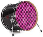 Decal Skin works with most 24" Bass Kick Drum Heads Pink Checkerboard Sketches - DRUM HEAD NOT INCLUDED