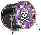Decal Skin works with most 24" Bass Kick Drum Heads Purple Princess Skull - DRUM HEAD NOT INCLUDED