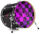 Decal Skin works with most 24" Bass Kick Drum Heads Purple Star Checkerboard - DRUM HEAD NOT INCLUDED