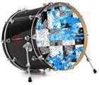Decal Skin works with most 26" Bass Kick Drum Heads Checker Skull Splatter Blue - DRUM HEAD NOT INCLUDED