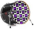 Decal Skin works with most 26" Bass Kick Drum Heads Purple Hearts And Stars - DRUM HEAD NOT INCLUDED
