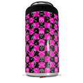 WraptorSkinz Skin Decal Wrap compatible with Yeti 16oz Tall Colster Can Cooler Insulator Skull and Crossbones Checkerboard (COOLER NOT INCLUDED)