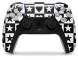 WraptorSkinz Skin Wrap compatible with the Sony PS5 DualSense Controller Hearts And Stars Black and White (CONTROLLER NOT INCLUDED)