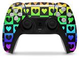 WraptorSkinz Skin Wrap compatible with the Sony PS5 DualSense Controller Love Heart Checkers Rainbow (CONTROLLER NOT INCLUDED)