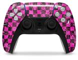 WraptorSkinz Skin Wrap compatible with the Sony PS5 DualSense Controller Pink Checkerboard Sketches (CONTROLLER NOT INCLUDED)