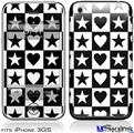 iPhone 3GS Skin - Hearts And Stars Black and White