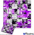 Decal Skin compatible with Sony PS3 Slim Purple Checker Skull Splatter