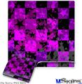 Decal Skin compatible with Sony PS3 Slim Purple Star Checkerboard