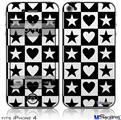 iPhone 4 Decal Style Vinyl Skin - Hearts And Stars Black and White (DOES NOT fit newer iPhone 4S)