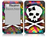 Rainbow Plaid Skull - Decal Style Skin fits Amazon Kindle 3 Keyboard (with 6 inch display)