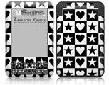 Hearts And Stars Black and White - Decal Style Skin fits Amazon Kindle 3 Keyboard (with 6 inch display)