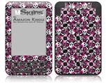 Splatter Girly Skull Pink - Decal Style Skin fits Amazon Kindle 3 Keyboard (with 6 inch display)