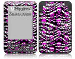 Zebra Pink Skulls - Decal Style Skin fits Amazon Kindle 3 Keyboard (with 6 inch display)