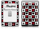 Hearts and Stars Red - Decal Style Skin (fits 4th Gen Kindle with 6inch display and no keyboard)
