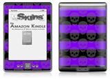 Skull Stripes Purple - Decal Style Skin (fits 4th Gen Kindle with 6inch display and no keyboard)