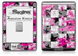 Checker Skull Splatter Pink - Decal Style Skin (fits 4th Gen Kindle with 6inch display and no keyboard)