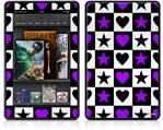 Amazon Kindle Fire (Original) Decal Style Skin - Purple Hearts And Stars