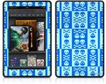 Amazon Kindle Fire (Original) Decal Style Skin - Skull And Crossbones Pattern Blue
