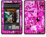 Amazon Kindle Fire (Original) Decal Style Skin - Pink Plaid Graffiti