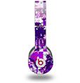 WraptorSkinz Skin Decal Wrap compatible with Beats Solo HD (Original) Purple Checker Graffiti (HEADPHONES NOT INCLUDED)