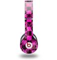 WraptorSkinz Skin Decal Wrap compatible with Beats Solo HD (Original) Pink Checkerboard Sketches (HEADPHONES NOT INCLUDED)
