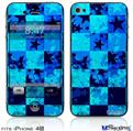 iPhone 4S Decal Style Vinyl Skin - Blue Star Checkers
