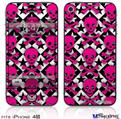 iPhone 4S Decal Style Vinyl Skin - Pink Skulls and Stars