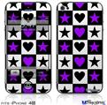 iPhone 4S Decal Style Vinyl Skin - Purple Hearts And Stars