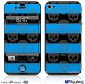 iPhone 4S Decal Style Vinyl Skin - Skull Stripes Blue