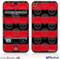 iPhone 4S Decal Style Vinyl Skin - Skull Stripes Red