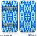 iPhone 4S Decal Style Vinyl Skin - Skull And Crossbones Pattern Blue