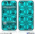 iPhone 4S Decal Style Vinyl Skin - Skull Patch Pattern Blue