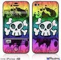 iPhone 4S Decal Style Vinyl Skin - Cartoon Skull Rainbow