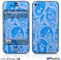 iPhone 4S Decal Style Vinyl Skin - Skull Sketches Blue