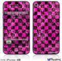 iPhone 4S Decal Style Vinyl Skin - Pink Checkerboard Sketches