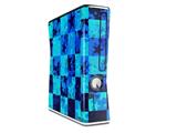 Blue Star Checkers Decal Style Skin for XBOX 360 Slim Vertical