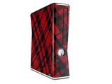 Red Plaid Decal Style Skin for XBOX 360 Slim Vertical