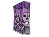 Purple Girly Skull Decal Style Skin for XBOX 360 Slim Vertical