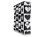 Hearts And Stars Black and White Decal Style Skin for XBOX 360 Slim Vertical