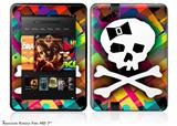 Rainbow Plaid Skull Decal Style Skin fits 2012 Amazon Kindle Fire HD 7 inch