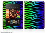 Rainbow Zebra Decal Style Skin fits 2012 Amazon Kindle Fire HD 7 inch