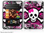 Splatter Girly Skull Decal Style Skin fits 2012 Amazon Kindle Fire HD 7 inch
